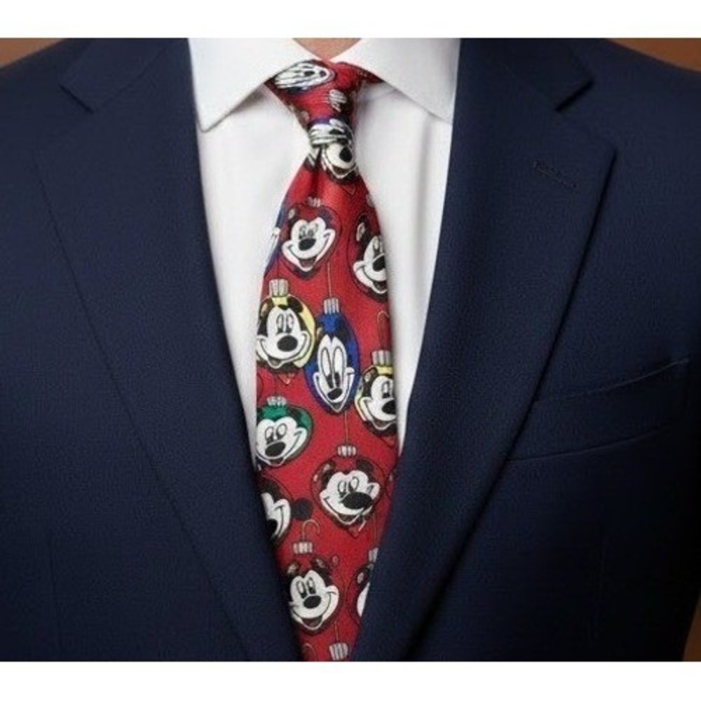 Mickey Unlimited Disney Mickey Mouse Christmas Ornament Red Tie Necktie Made USA